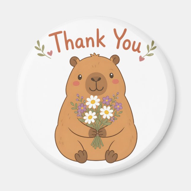 Süße Capybara-Dankeschön-Wildblumen-Magnet Magnet (Vorne)
