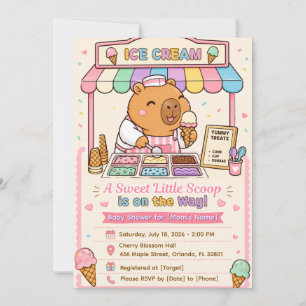 Süße Capybara-Eiscreme-Baby-Shower-Einladung
