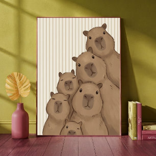 Süße Capybara-Familien-Selfie-Nursery-Kunstprint Poster