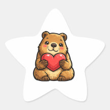 Süße Capybara hält Herz Kawaii Capybara Star