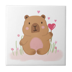 Süße Capybara-Heißluftballon Rosa Baby-Nursery Fliese