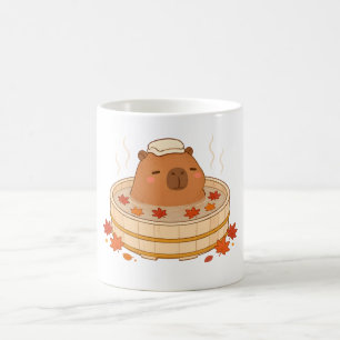 Süße Capybara-Herbst-Onsen-Ahornblatt-Tasse Kaffeetasse