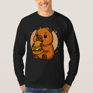 Süße Capybara isst Burger Lustiges Kawaii-Tier Fo T-Shirt