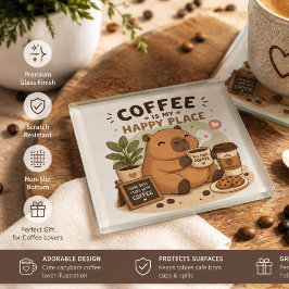 Süße Capybara-Kaffeeliebhaber-Glas-Unterlage | Kaf Glasuntersetzer