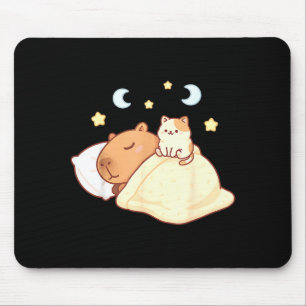 Süße Capybara Kawaii Schlafanzug Sleepybara Katze Mousepad