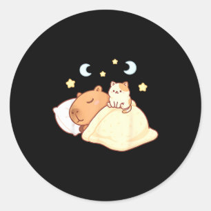 Süße Capybara Kawaii Schlafanzug Sleepybara Katze Runder Aufkleber