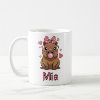 Süße Capybara mit Brille und Bubble-Gum Kaffeetasse