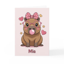 Süße Capybara mit Brille und Bubble-Gum