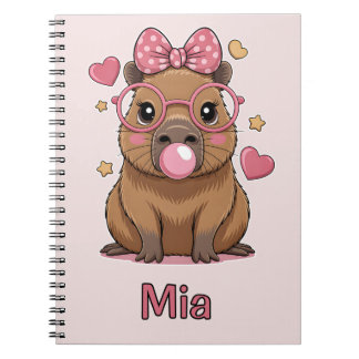 Süße Capybara mit Brille und Bubble-Gum Notizblock