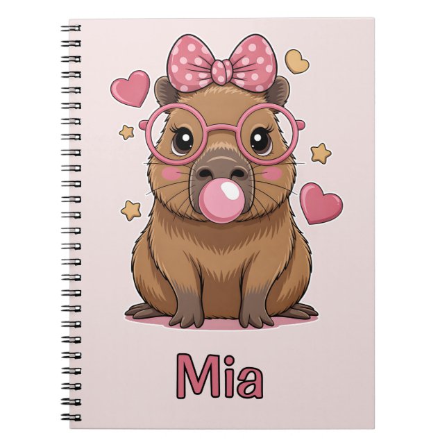 Süße Capybara mit Brille und Bubble-Gum Notizblock (Vorderseite)