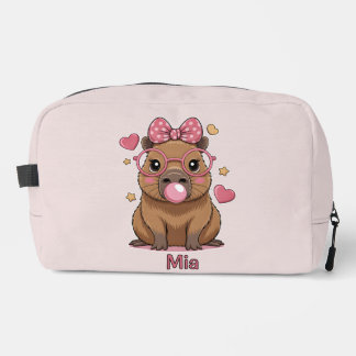 Süße Capybara mit Brille und Bubble-Gum Waschbeutel