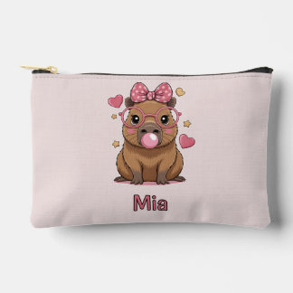 Süße Capybara mit Brille und Bubble-Gum Zubehörtasche