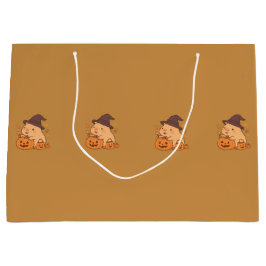 Süße Capybara mit Kürbis-Geschenktasche | Große Geschenktüte