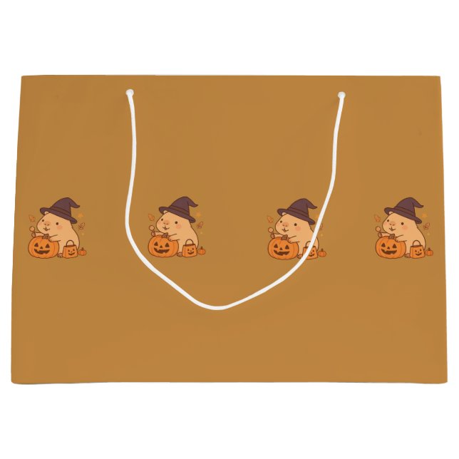 Süße Capybara mit Kürbis-Geschenktasche | Große Geschenktüte (Vorderseite)