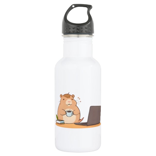 Süße Capybara-Programmierer-Coffee-Laptop-Design Edelstahlflasche (Vorderseite)