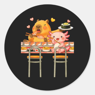 Süße Capybara Sushi und Axolotl Boba Kawaii Jungen Runder Aufkleber