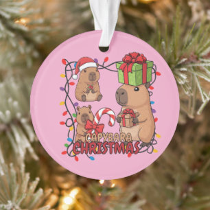 Süße Capybara-Weihnachtslichter Festliche Party Ro Ornament