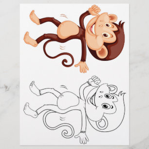 Süße Cartoon-Affe-Färbseite Flyer