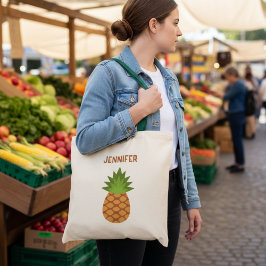 Süße Cartoon-Ananas-Tasche mit Namen Tragetasche