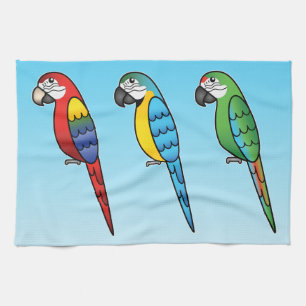 Süße Cartoon Ara Papageien Vögel Geschirrtuch