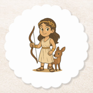 Süße Cartoon-Artemis-Baby-Papier – Griechischer Go Untersetzer