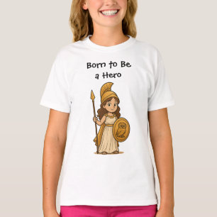 Süße Cartoon-Athena-Göttin – Geboren, um ein Held  T-Shirt