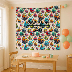 Süße Cartoon-Autos Bunte Kindertagesstätte Tapete Wandteppich