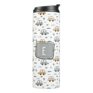 Süße Cartoon-Autos Personalisiertes Monogramm Thermosbecher