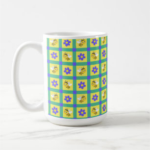 Süße Cartoon-Biene und Blumenmuster Kaffeetasse