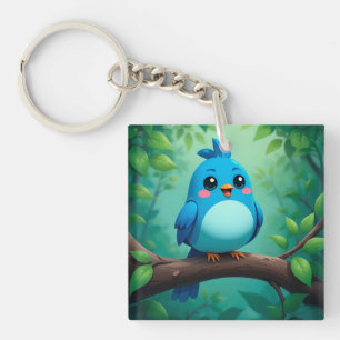Süße Cartoon Blaue Vogel Schlüsselanhänger
