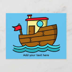 Süße Cartoon-Boot-Illustration personalisiert  Postkarte