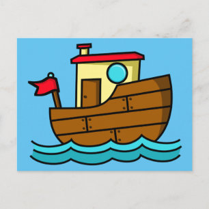 Süße Cartoon-Boot-Illustration Postkarte