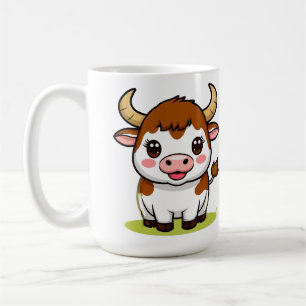 Süße Cartoon-Bulle-Figur mit liebenswertem Ausdruc Kaffeetasse