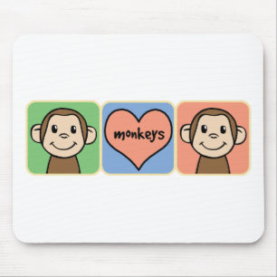 Süße Cartoon-Cliparts-Affen mit Herz Liebe Mousepad