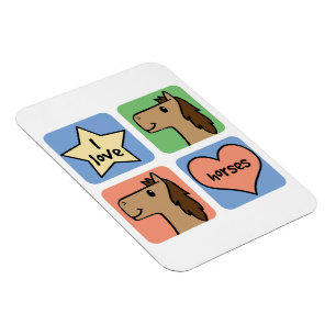 Süße Cartoon-Cliparts Ich liebe Pferde Magnet