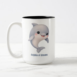 Süße Cartoon-Delfin-der-Träume-Zweifarben-Kaffeeta Zweifarbige Tasse