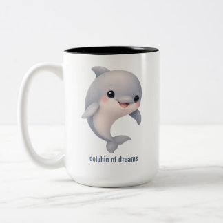 Süße Cartoon-Delfin-der-Träume-Zweifarben-Kaffeeta Zweifarbige Tasse