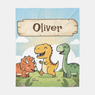 Süße Cartoon-Dinosaurier-Freunde Fleecedecke