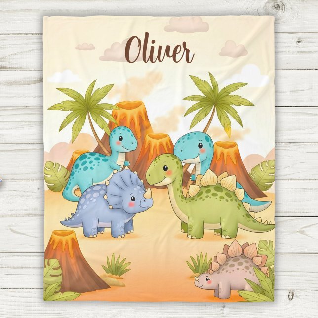 Süße Cartoon-Dinosaurier-Freunde Fleecedecke (Von Creator hochgeladen)