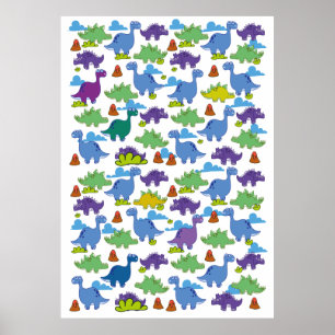 Süße Cartoon-Dinosaurier Poster