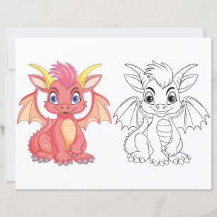 Süße Cartoon-Drache-Färbseite