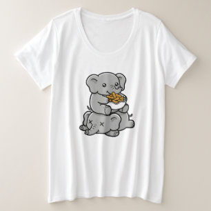 Süße Cartoon-Elefanten, die Erdnüsse essen, lustig Große Größe T-Shirt