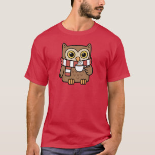 Süße Cartoon-Eule, die Kaffee trinkt, Geschenk für T-Shirt