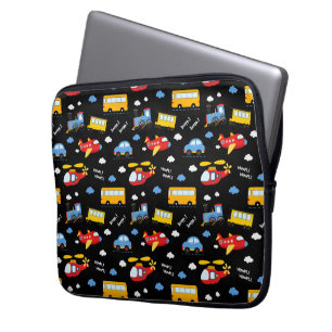 Süße Cartoon-Fahrzeuge Muster Laptopschutzhülle