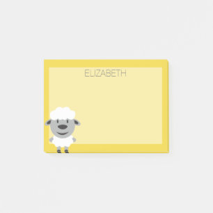 Süße Cartoon-Farm-Schafe - gelb und grau Post-it Klebezettel