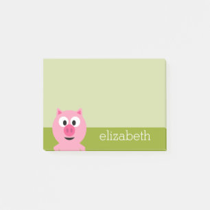 Süße Cartoon-Farm-Schweine - Rosa und Limettengrün Post-it Klebezettel