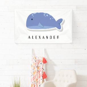 Süße Cartoon-Flachsticker Wal Personalisiert  Banner