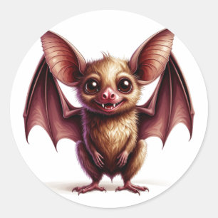 Süße Cartoon-Fledermaus mit freundlichem Halloween Runder Aufkleber