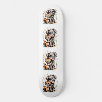 ✨Süße Cartoon-Freundschaft zwischen Hund und Katze Skateboard