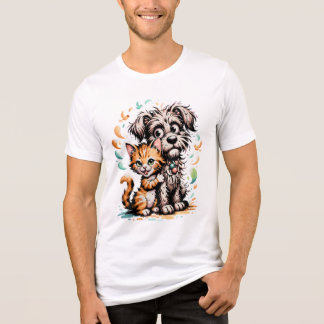 ✨Süße Cartoon-Freundschaft zwischen Hund und Katze Tri-Blend Shirt